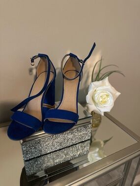 Charlotte Russe Royal Blue Strappy Block Heel Sandals
